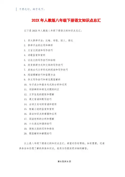 202X年人教版八年级下册语文知识点总汇