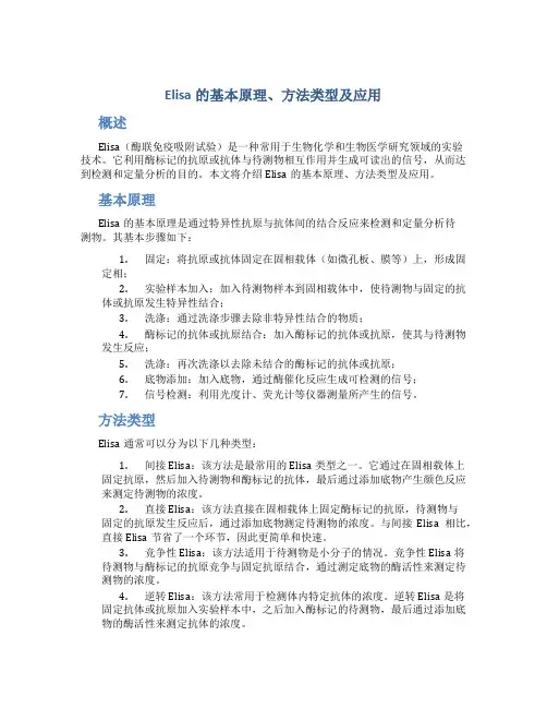 elisa的基本原理方法类型及应用