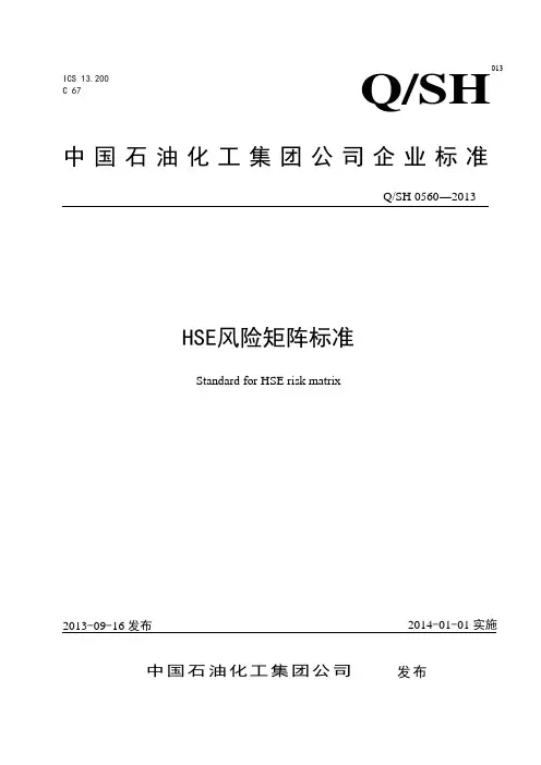 HSE风险矩阵标准-QSH0560