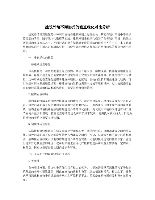 建筑外墙不同形式的垂直绿化对比分析