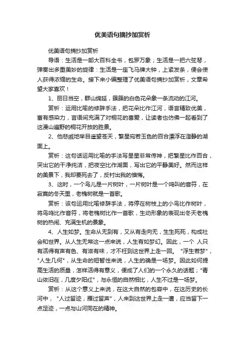 优美语句摘抄加赏析