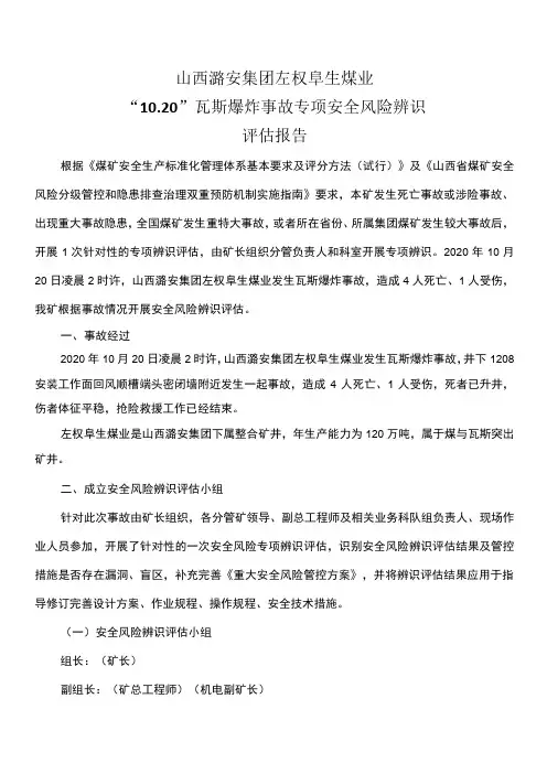 潞安煤矿煤矿发生瓦斯爆炸事故专项辨识报告