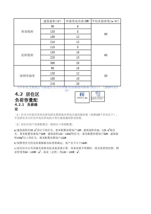住宅用电负荷统计表