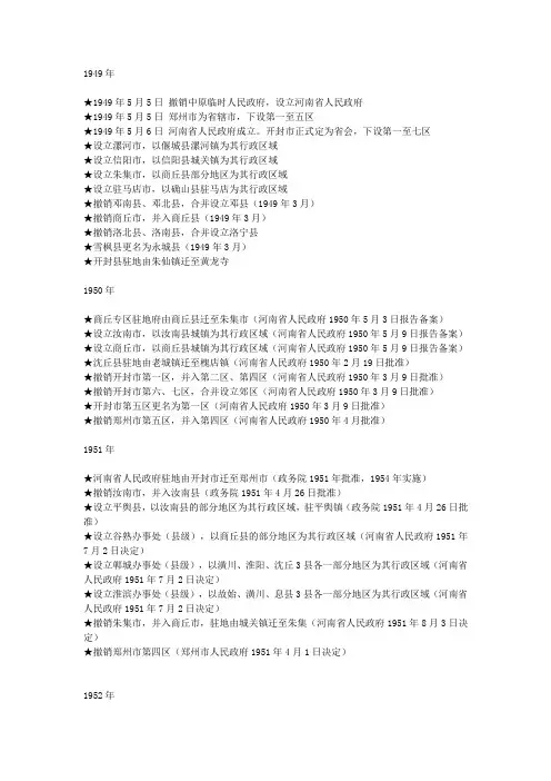 河南行政区划沿革