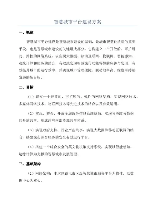 智慧城市平台建设方案