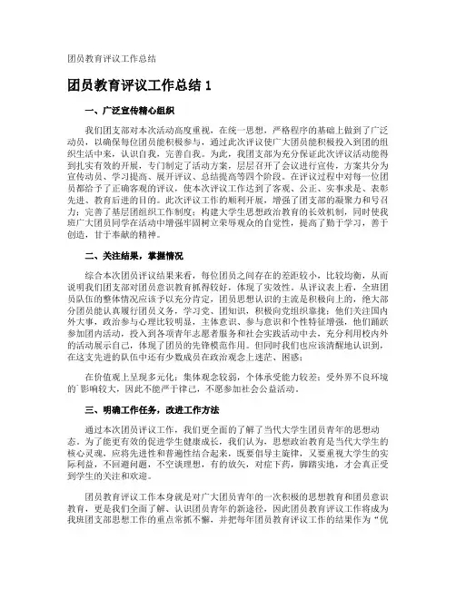 团员教育评议工作总结
