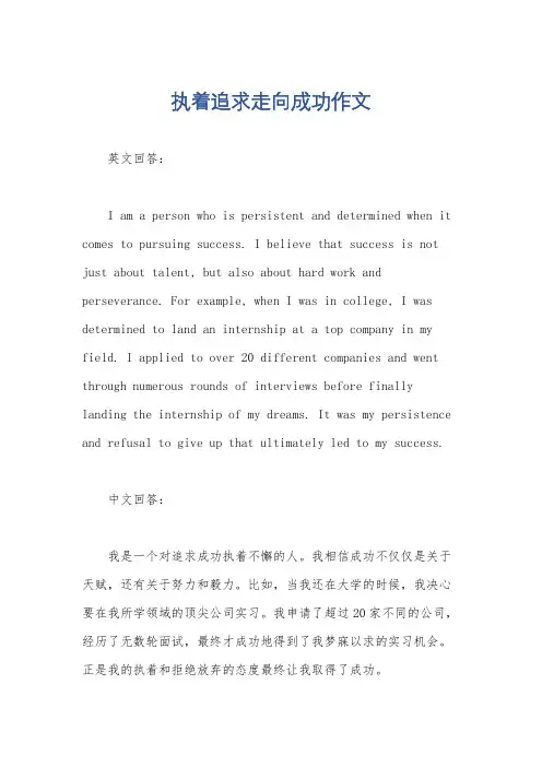 执着追求走向成功作文
