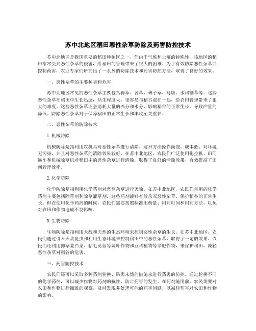 苏中北地区稻田恶性杂草防除及药害防控技术