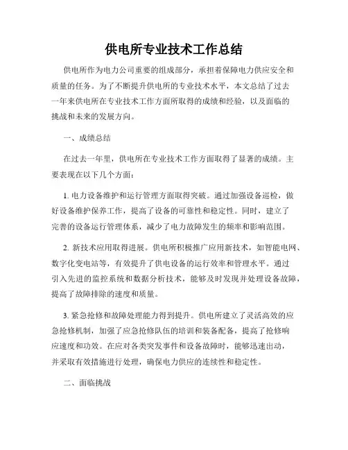 供电所专业技术工作总结