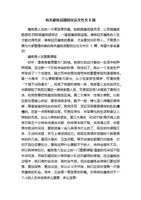 有关磨练话题的议论文作文5篇