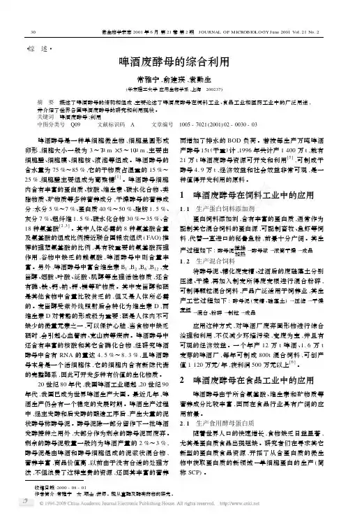 啤酒废酵母的综合利用