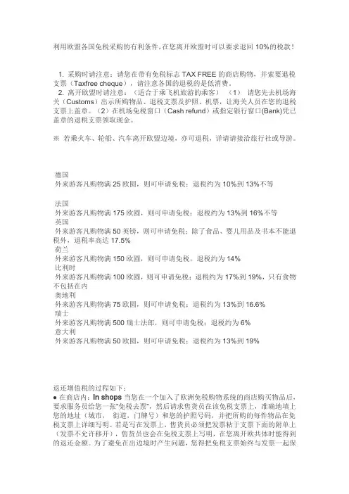 国外购物如何退税