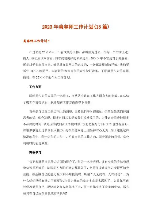 2023年美容师工作计划(15篇)