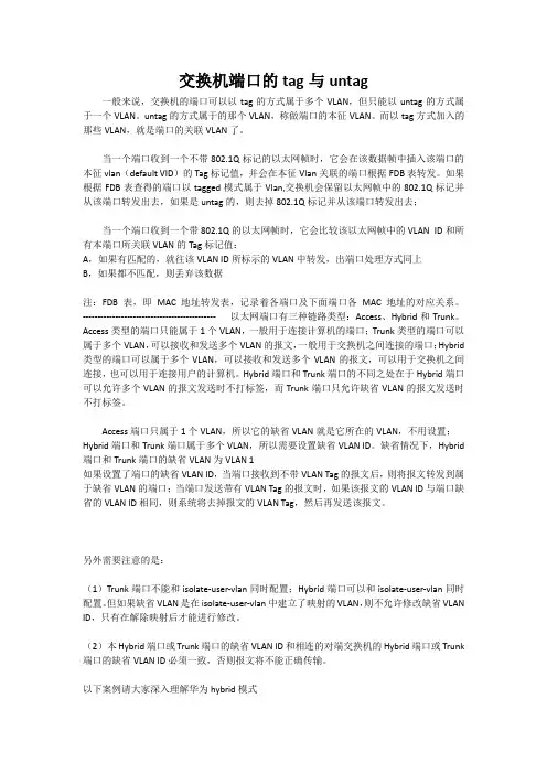 交换机端口的tag与untag