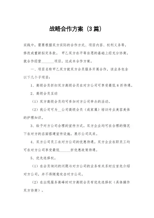 战略合作方案(3篇)