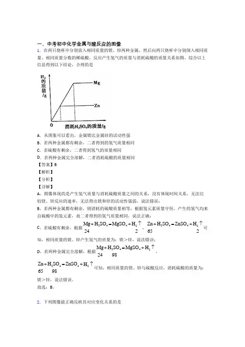 中考化学金属与酸反应的图像(大题培优)及详细答案
