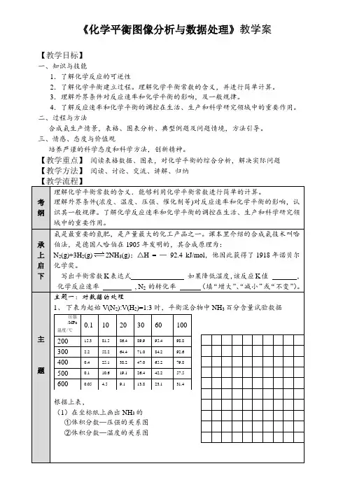 《化学平衡图像分析与数据处理》教学案