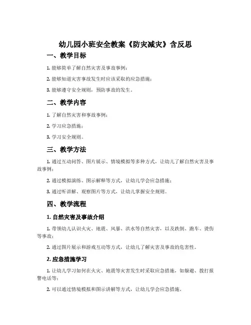 幼儿园小班安全教案《防灾减灾》含反思