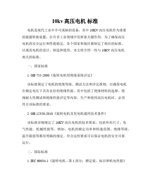 10kv高压电机 标准