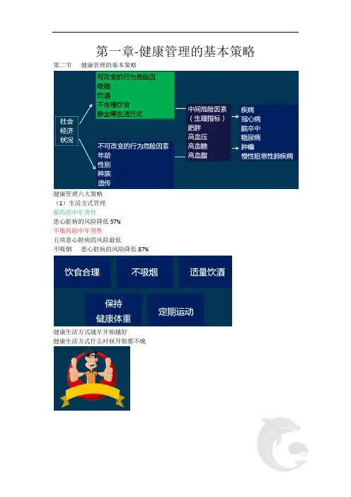 健康管理师三级考试基础知识重点考点汇总2-第一章-健康管理的基本策略