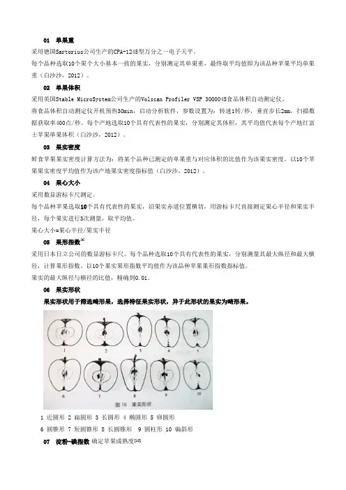 苹果及苹果汁指标测定方法