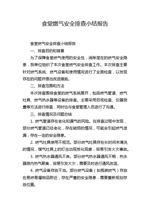 食堂燃气安全排查小结报告