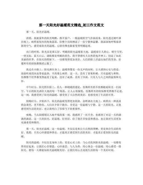 那一天阳光好温暖范文精选_初三作文范文