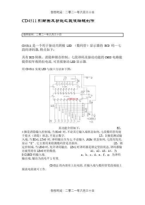 CD4511引脚图及功能文档