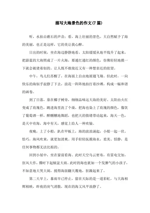 描写大海景色的作文(7篇)精选