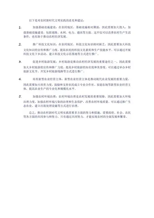 农村新时代文明实践意见和建议