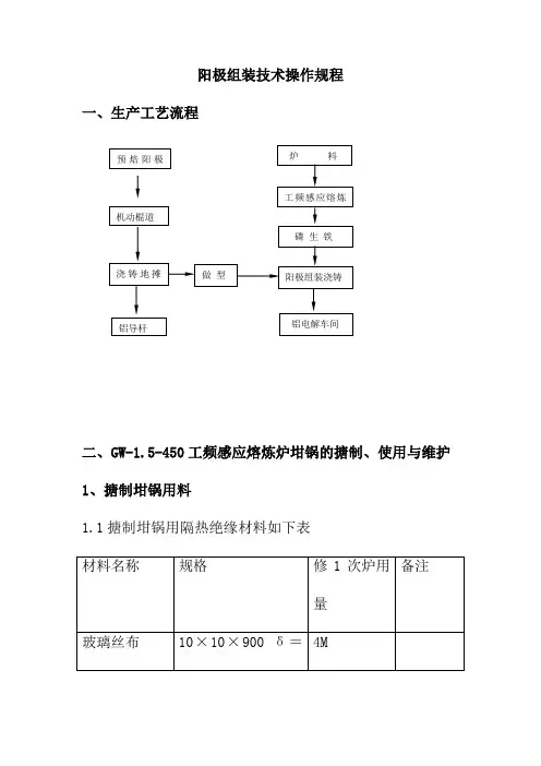 阳极组装技术操作规程
