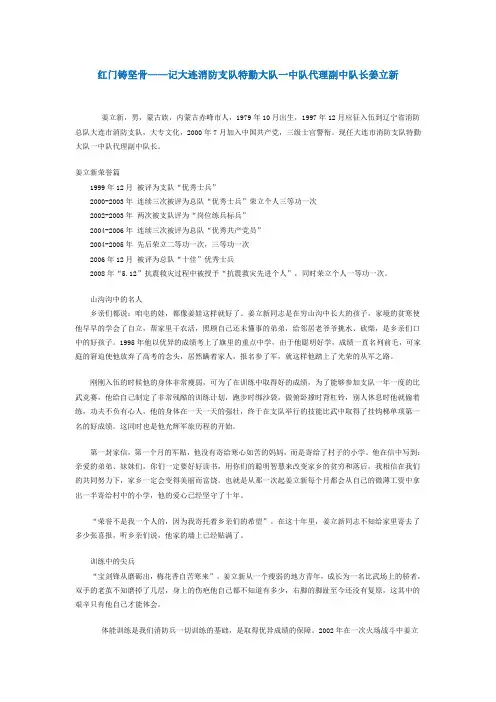 红门铸坚骨——记大连消防支队特勤大队一中队代理副中队长姜立新