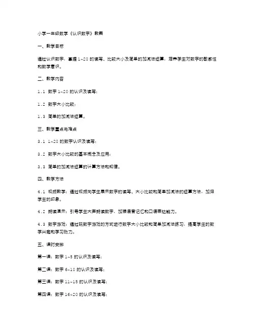 小学一年级数学《认识数字》教案