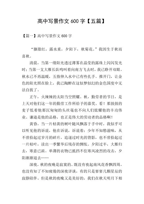 高中写景作文600字【五篇】