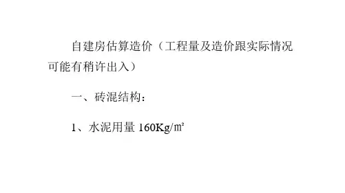 自建房用料列表及造价估算清单