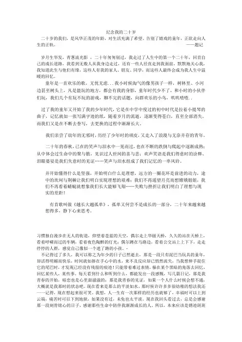 纪念我的二十岁