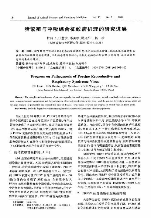 猪繁殖与呼吸综合征致病机理的研究进展