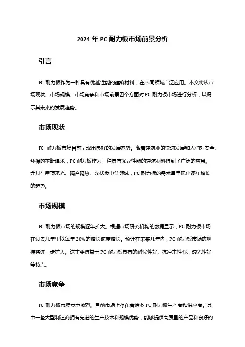 2024年PC耐力板市场前景分析