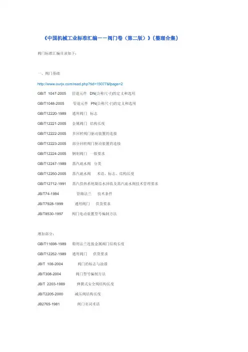 《中国机械工业标准汇编——阀门卷(第二版)》(整理合集)