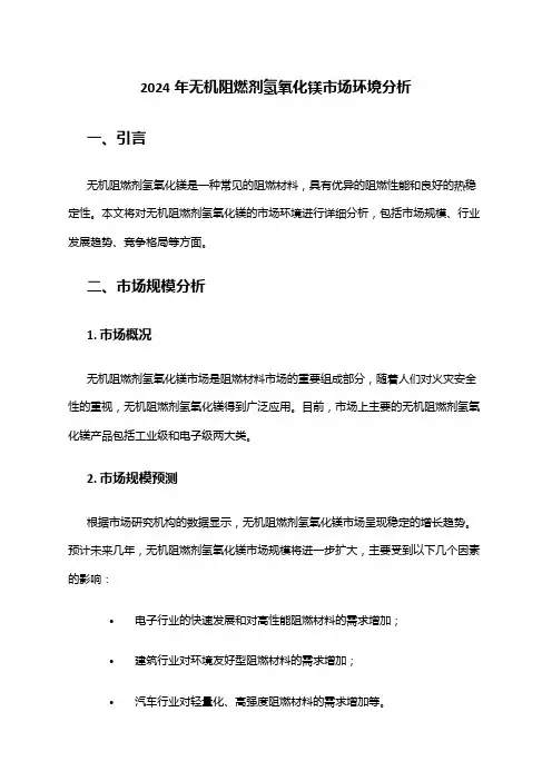 2024年无机阻燃剂氢氧化镁市场环境分析