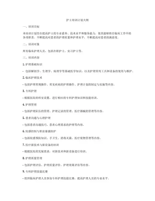 护士培训计划大纲