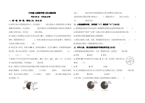 2020年人教版六年级上册数学第七单元 扇形统计图 测试卷(含答案)