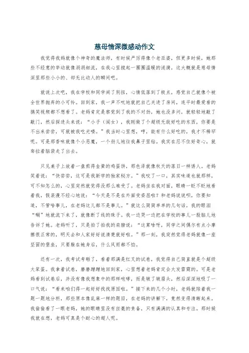 慈母情深微感动作文