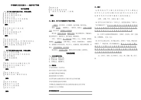 中考课外文言文复习  划分句子节奏 学案