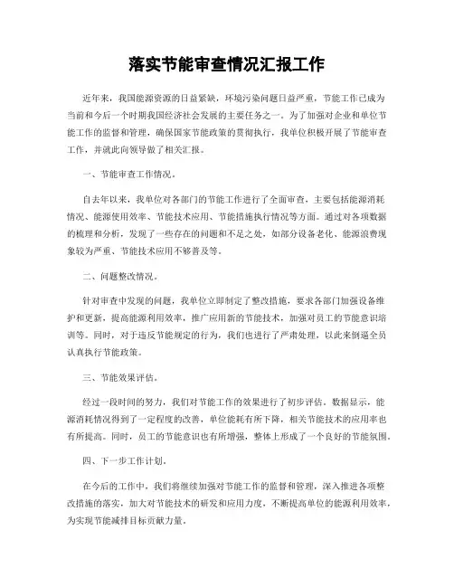 落实节能审查情况汇报工作