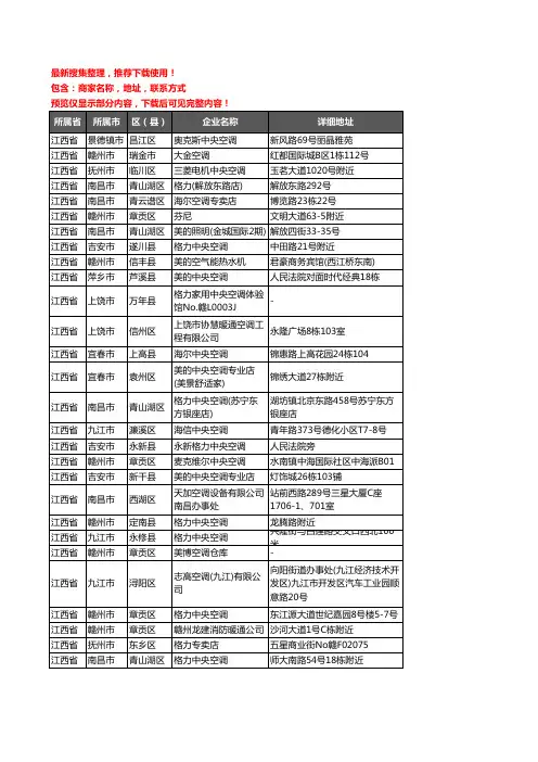 新版江西省中央空调企业公司商家户名录单联系方式地址大全951家