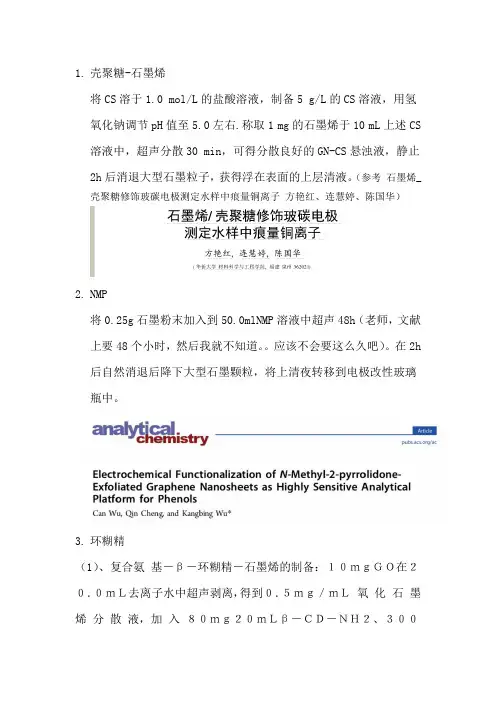 石墨烯用几种不同分散剂处理
