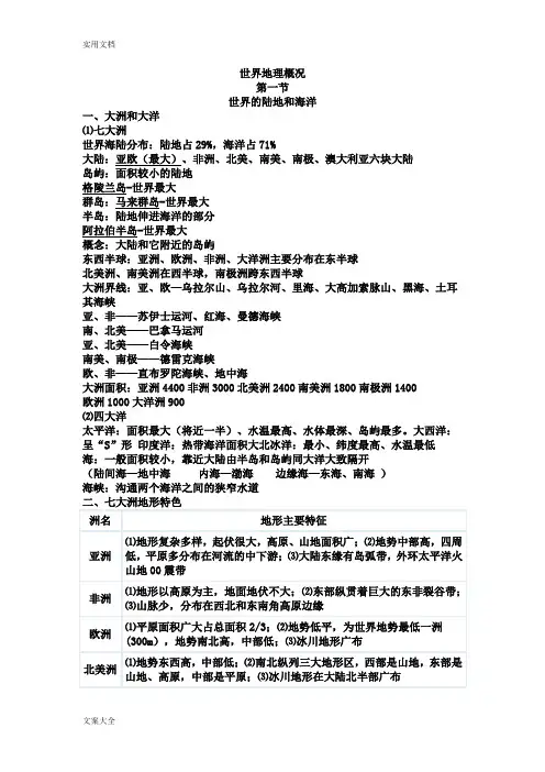 世界地理知识点概况(完整版)