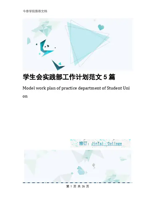 学生会实践部工作计划范文5篇