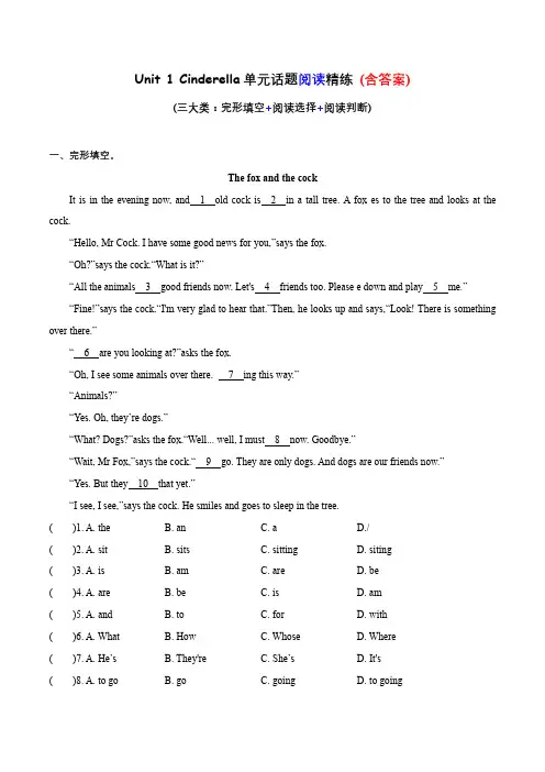 专项04Unit1单元话题阅读精练-2023-2024学年五年级英语寒假专项提升(译林版三起)